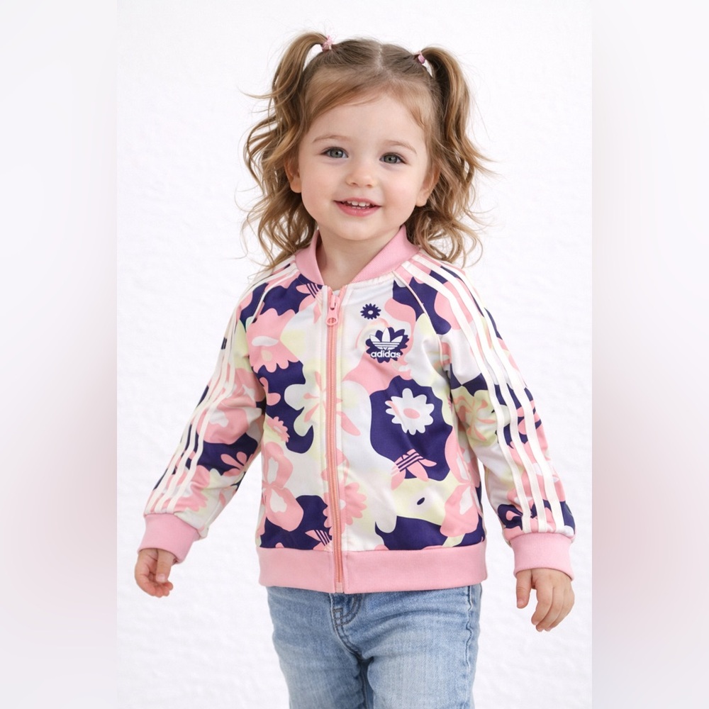 Adidas Originals Kids Floral Track Jacket Pink | Size 4–5T (110)